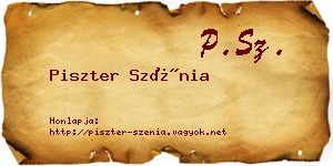 Piszter Szénia névjegykártya